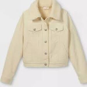 NEW Cat & Jack Sherpa Lined Cream CorduroyJean Jacket L 10-12 Girls